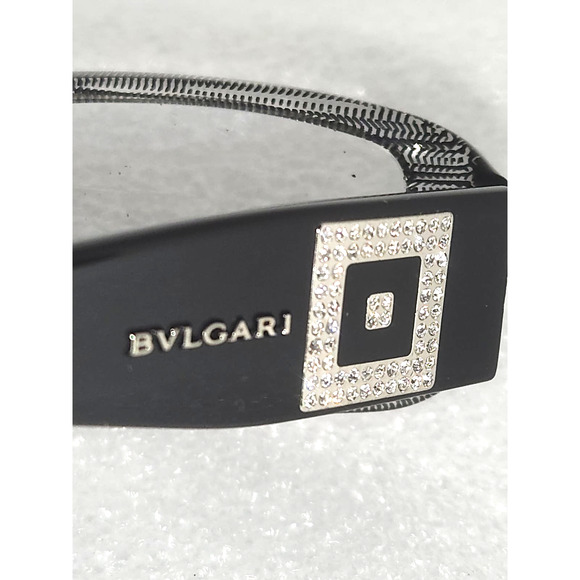 Bvlgari Black Crystal Temple Rectangle Eyeglasses Italy 475-B 799 53 16 135. - Picture 2 of 8